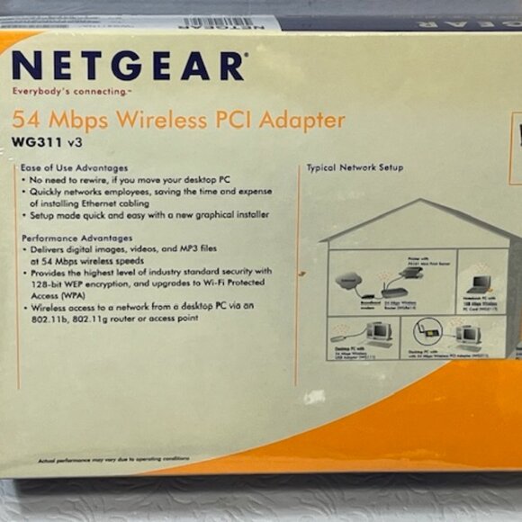 New Netgear 54 Mbps Wireless PCI Adapter WG 311 v3 Sealed Box - Picture 3 of 10